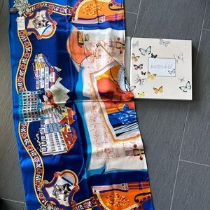 Baoshidi 106x106 100% silk scarf + pin gift set NWT